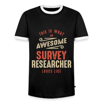Funny Awesome Survey Researcher Job Occupation - Men's Ringer Shirt - black/white - Front - AI Model Female 172 light (172cm) & AI Model Male 178 light (178cm)