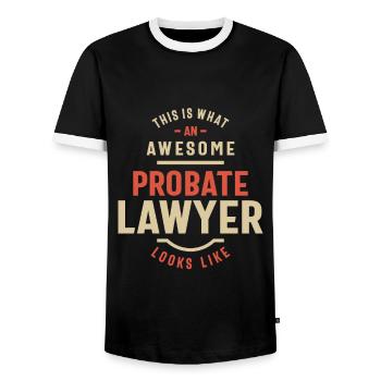 Funny Awesome Probate Lawyer Job Occupation - Men's Ringer Shirt - black/white - Front - AI Model Female 172 light (172cm) & AI Model Male 178 light (178cm)