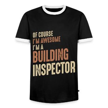 I'm Awesome I'm a Building Inspector Funny Job - Men's Ringer Shirt - black/white - Front - AI Model Female 172 light (172cm) & AI Model Male 178 light (178cm)