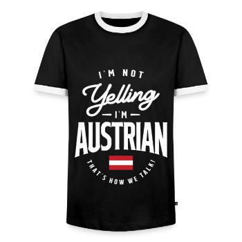 I'm Not yelling I'm Austrian Funny Austrian Pride - Men's Ringer Shirt - black/white - Front - AI Model Female 172 light (172cm) & AI Model Male 178 light (178cm)