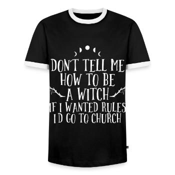 Witches - Men's Ringer Shirt - black/white - Front - AI Model Female 172 light (172cm) & AI Model Male 178 light (178cm)