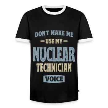 Nuclear Technician Job Occupation Birthday Worker - Men's Ringer Shirt - black/white - Front - AI Model Female 172 light (172cm) & AI Model Male 178 light (178cm)