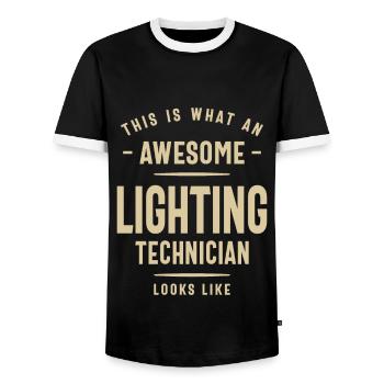 Toller Lichttechniker-Job - Männer Kontrast-T-Shirt - Schwarz/Weiß - Vorne - AI Model Female 172 light (172cm) & AI Model Male 178 light (178cm)