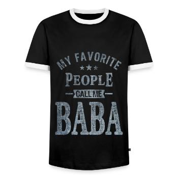 My Favorite People Call Me Baba Dad Grandpa - Men's Ringer Shirt - black/white - Front - AI Model Female 172 light (172cm) & AI Model Male 178 light (178cm)