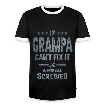 If Grampa Can't Fix It We're All Screwed Grandpa - Men's Ringer Shirt - black/white - Front - AI Model Female 172 light (172cm) & AI Model Male 178 light (178cm)