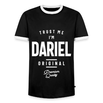 Croyez-moi, je suis Dariel Nom personnalisé - T-shirt contrasté Homme - noir/blanc - Devant - AI Model Female 172 light (172cm) & AI Model Male 178 light (178cm)