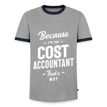 Coût Comptable Profession Emploi Travailleur d’anniversaire - T-shirt contrasté Homme - gris/marine  - Devant - AI Model Female 172 light (172cm) & AI Model Male 178 light (178cm)