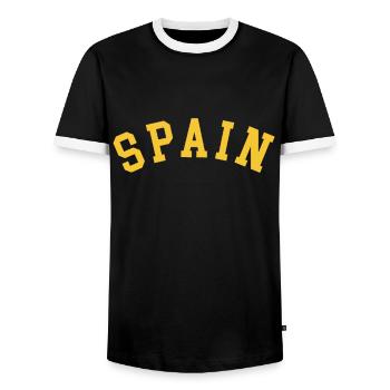 Für Liebhaber Spaniens und der Spanier - Männer Kontrast-T-Shirt - Schwarz/Weiß - Vorne - AI Model Female 172 light (172cm) & AI Model Male 178 light (178cm)