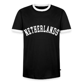 Pour les amoureux des Pays-Bas et du peuple néerlandais - T-shirt contrasté Homme - noir/blanc - Devant - AI Model Female 172 light (172cm) & AI Model Male 178 light (178cm)