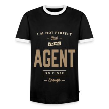 Agent Lustige Berufsbezeichnung Beruf Geburtstagsarbeiter - Männer Kontrast-T-Shirt - Schwarz/Weiß - Vorne - AI Model Female 172 light (172cm) & AI Model Male 178 light (178cm)