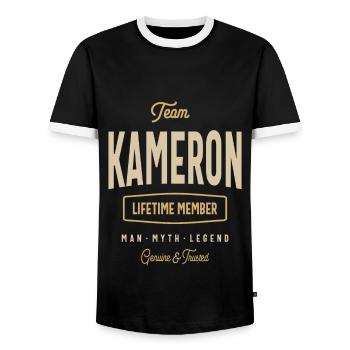 Team Kameron Nom personnalisé du membre à vie - T-shirt contrasté Homme - noir/blanc - Devant - AI Model Female 172 light (172cm) & AI Model Male 178 light (178cm)