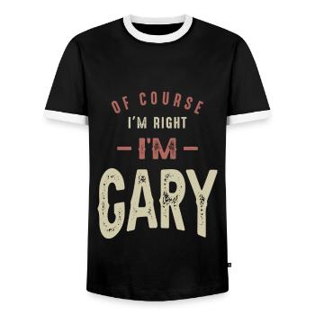 I'm Gary Funny Personalized Name - Men's Ringer Shirt - black/white - Front - AI Model Female 172 light (172cm) & AI Model Male 178 light (178cm)