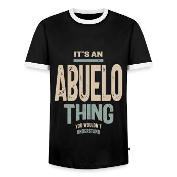 Mens It's an Abuelo Thing Funny Dad Grandpa - Men's Ringer Shirt - black/white - Front - AI Model Female 172 light (172cm) & AI Model Male 178 light (178cm)