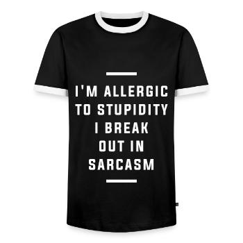I'm Allergic To Stupidity I Break Out in Sarcasm - Men's Ringer Shirt - black/white - Front - AI Model Female 172 light (172cm) & AI Model Male 178 light (178cm)