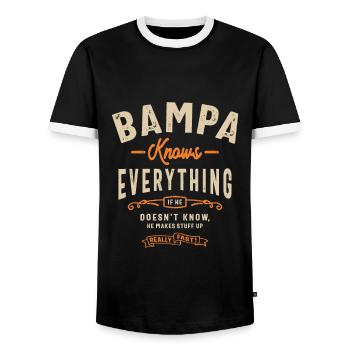 Bampa Knows Everything Funny Dad Grandpa - Men's Ringer Shirt - black/white - Front - AI Model Female 172 light (172cm) & AI Model Male 178 light (178cm)