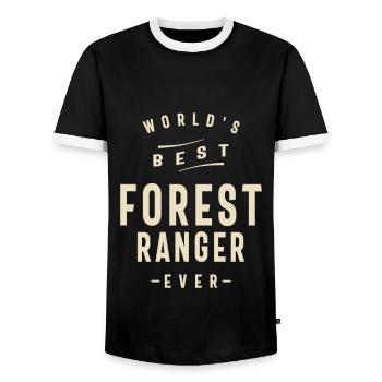 Forest Ranger Job Title Occupation Birthday Worker - Men's Ringer Shirt - black/white - Front - AI Model Female 172 light (172cm) & AI Model Male 178 light (178cm)