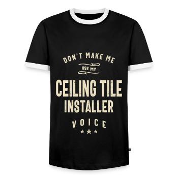 Ceiling Tile Installer Job Title Occupation - Men's Ringer Shirt - black/white - Front - AI Model Female 172 light (172cm) & AI Model Male 178 light (178cm)