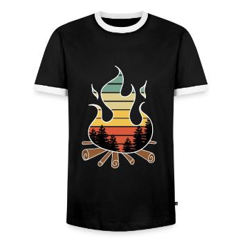 Campfire - Men's Ringer Shirt - black/white - Front - AI Model Female 172 light (172cm) & AI Model Male 178 light (178cm)