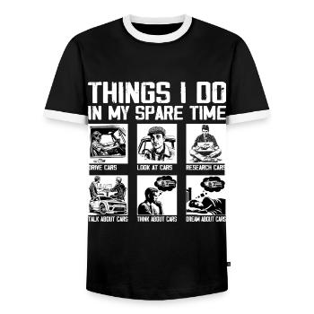 Car Things I Do In My Spare Time Car, Guy Mechanic - T-shirt contrasté Homme - noir/blanc - Devant - AI Model Female 172 light (172cm) & AI Model Male 178 light (178cm)