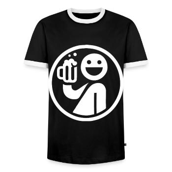 Biertrinken – Lustiges Piktogramm für Bierliebhabe - Männer Kontrast-T-Shirt - Schwarz/Weiß - Vorne - AI Model Female 172 light (172cm) & AI Model Male 178 light (178cm)