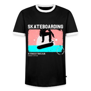 Skateboarding Skate Skater Skateboard Sk8 Vintage - Männer Kontrast-T-Shirt - Schwarz/Weiß - Vorne - AI Model Female 172 light (172cm) & AI Model Male 178 light (178cm)