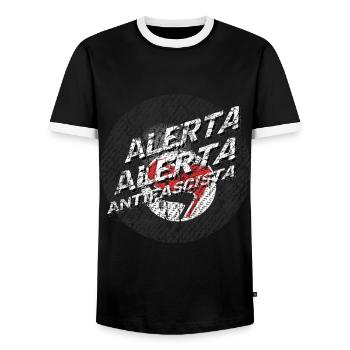 Antifa Billard Alerta Alerta - T-shirt contrasté Homme - noir/blanc - Devant - AI Model Female 172 light (172cm) & AI Model Male 178 light (178cm)