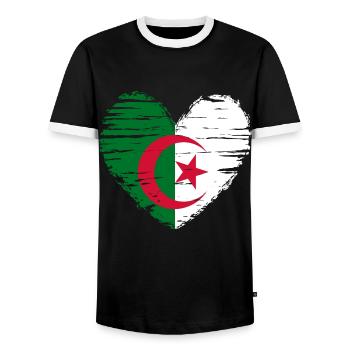 Algeria Heart Flag Flag Coat of Arms - Men's Ringer Shirt - black/white - Front - AI Model Female 172 light (172cm) & AI Model Male 178 light (178cm)