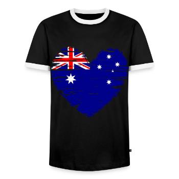 Australie coeur drapeau drapeau blason - T-shirt contrasté Homme - noir/blanc - Devant - AI Model Female 172 light (172cm) & AI Model Male 178 light (178cm)