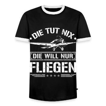 Die Will Nur Fliegen Flugzeug Pilotin Flieger - Männer Kontrast-T-Shirt - Schwarz/Weiß - Vorne - AI Model Female 172 light (172cm) & AI Model Male 178 light (178cm)