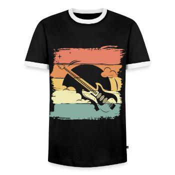Guitar retro vintage - Men's Ringer Shirt - black/white - Front - AI Model Female 172 light (172cm) & AI Model Male 178 light (178cm)
