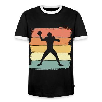 Football retro vintage - Men's Ringer Shirt - black/white - Front - AI Model Female 172 light (172cm) & AI Model Male 178 light (178cm)