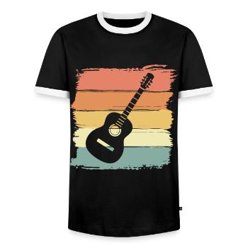 Guitar retro vintage - Men's Ringer Shirt - black/white - Front - AI Model Female 172 light (172cm) & AI Model Male 178 light (178cm)