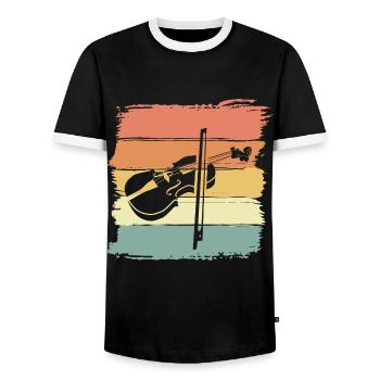 Violon rétro - T-shirt contrasté Homme - noir/blanc - Devant - AI Model Female 172 light (172cm) & AI Model Male 178 light (178cm)