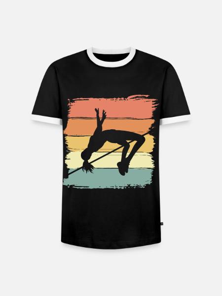 Hochsprung Frauen Hochsprung Retro - Männer Kontrast-T-Shirt - Schwarz/Weiß