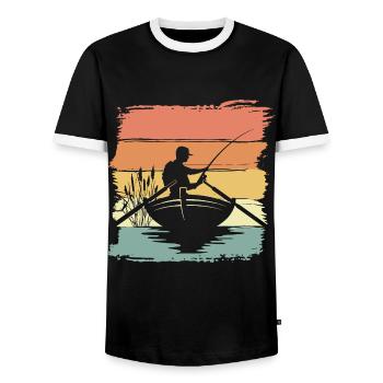 Pêche Pêche rétro vintage - T-shirt contrasté Homme - noir/blanc - Devant - AI Model Female 172 light (172cm) & AI Model Male 178 light (178cm)