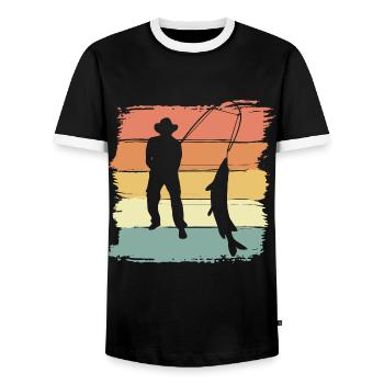 Pêche Pêche rétro vintage - T-shirt contrasté Homme - noir/blanc - Devant - AI Model Female 172 light (172cm) & AI Model Male 178 light (178cm)