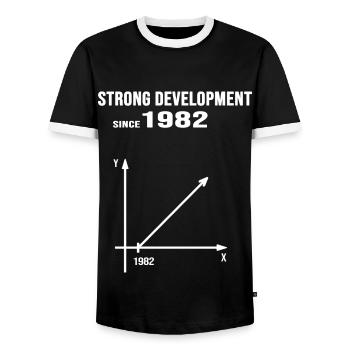 1982 geburtstag jubiläum strong development - Männer Kontrast-T-Shirt - Schwarz/Weiß - Vorne - AI Model Female 172 light (172cm) & AI Model Male 178 light (178cm)