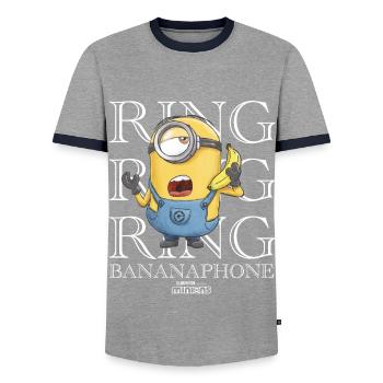 Minions Ring Ring Ring Bananaphone Rings - Men's Ringer Shirt - grey/navy  - Front - AI Model Female 172 light (172cm) & AI Model Male 178 light (178cm)