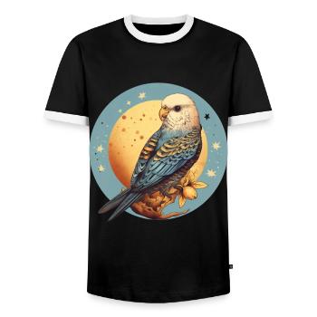 Wellensittich - Männer Kontrast-T-Shirt - Schwarz/Weiß - Vorne - AI Model Female 172 light (172cm) & AI Model Male 178 light (178cm)