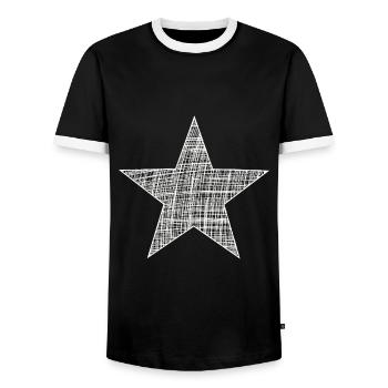 weißer Stern, white star - Männer Kontrast-T-Shirt - Schwarz/Weiß - Vorne - AI Model Female 172 light (172cm) & AI Model Male 178 light (178cm)