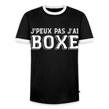 I Can't I Boxing Humor Boxing, Boxer Gift - Men's Ringer Shirt - black/white - Front - AI Model Female 172 light (172cm) & AI Model Male 178 light (178cm)