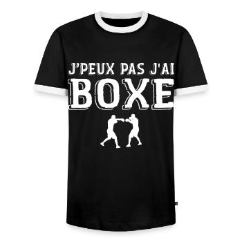 I Can't I Boxing Humor Boxing, Boxer Gift - Men's Ringer Shirt - black/white - Front - AI Model Female 172 light (172cm) & AI Model Male 178 light (178cm)