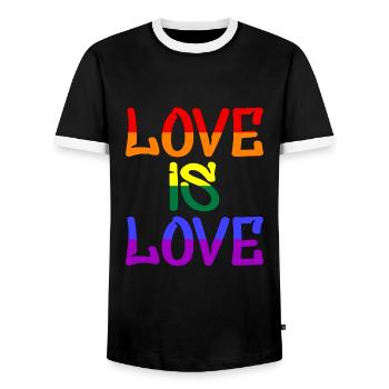 Love is Love - Männer Kontrast-T-Shirt - Schwarz/Weiß - Vorne - AI Model Female 172 light (172cm) & AI Model Male 178 light (178cm)