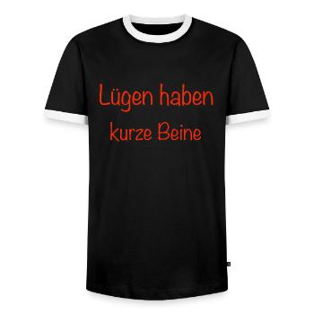 Lügen haben kurze Beine - Männer Kontrast-T-Shirt - Schwarz/Weiß - Vorne - AI Model Female 172 light (172cm) & AI Model Male 178 light (178cm)