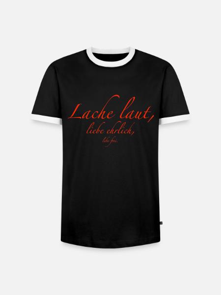 lache laut - Männer Kontrast-T-Shirt - Schwarz/Weiß