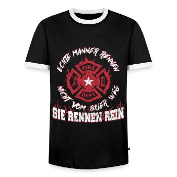 Firefighter fire fire engine fire truck - Men's Ringer Shirt - black/white - Front - AI Model Female 172 light (172cm) & AI Model Male 178 light (178cm)