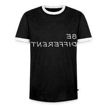 BE DIFFERENT Be different saying sayings gift - Men's Ringer Shirt - black/white - Front - AI Model Female 172 light (172cm) & AI Model Male 178 light (178cm)