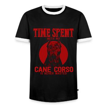 Cane Corso Hund Hündchen Hunderasse Geschenk Idee - Männer Kontrast-T-Shirt - Schwarz/Weiß - Vorne - AI Model Female 172 light (172cm) & AI Model Male 178 light (178cm)