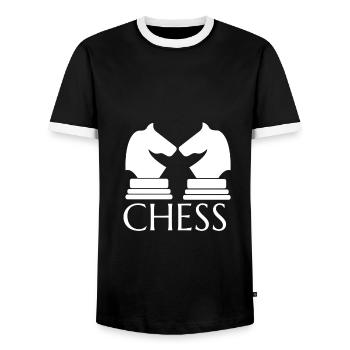 Chess Board Game Strategy Horse Bishop King - Men's Ringer Shirt - black/white - Front - AI Model Female 172 light (172cm) & AI Model Male 178 light (178cm)