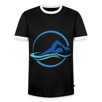 Schwimmen Sommer Sonne Strand Geschenk - Männer Kontrast-T-Shirt - Schwarz/Weiß - Vorne - AI Model Female 172 light (172cm) & AI Model Male 178 light (178cm)